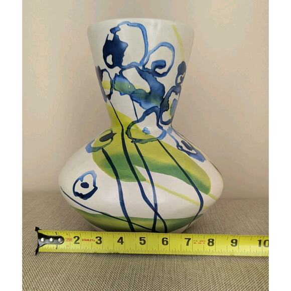 Anthropologie Vase "A Sunday Painter" Bernice Kelly Layla Green Blue Abstract - Picture 7 of 8